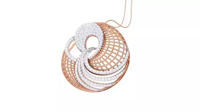 Ultra Vision Wire Mesh High Jewelry Diamond Pendant Necklace