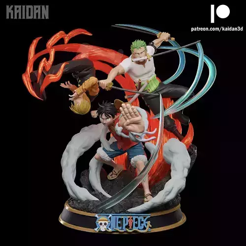 Luffy x Zoro x Sanji ONE PIECE -STL ready for 3D printing 3D print model