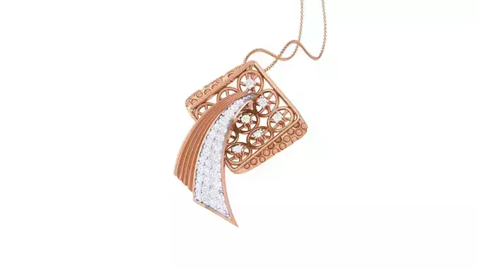Mesh Wire High Jewelry Diamond Pendant Necklace renders details 