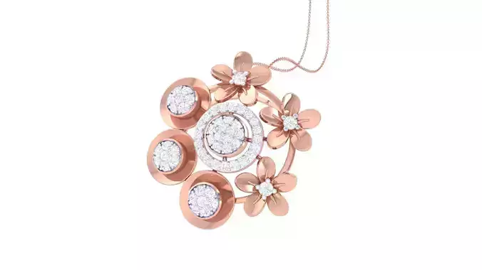 Flower High Jewelry Diamond Pendant Necklace renders details  3D print model