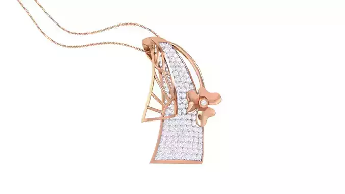 Flower High Jewelry Diamond Pendant Necklace renders details  3D print model