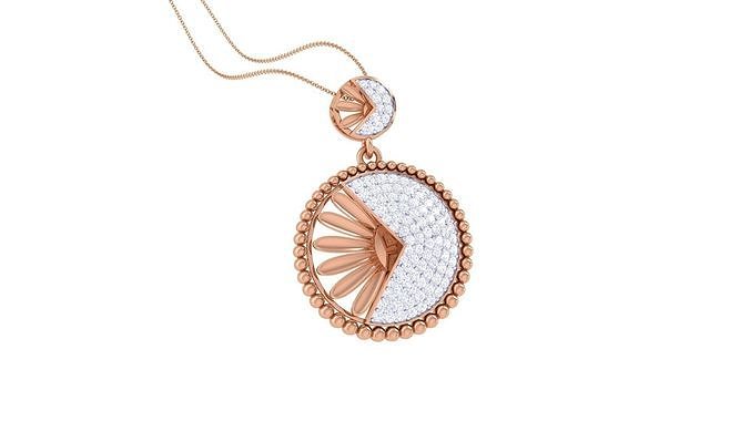 Flower High Jewelry Diamond Pendant Necklace renders details  3D print model