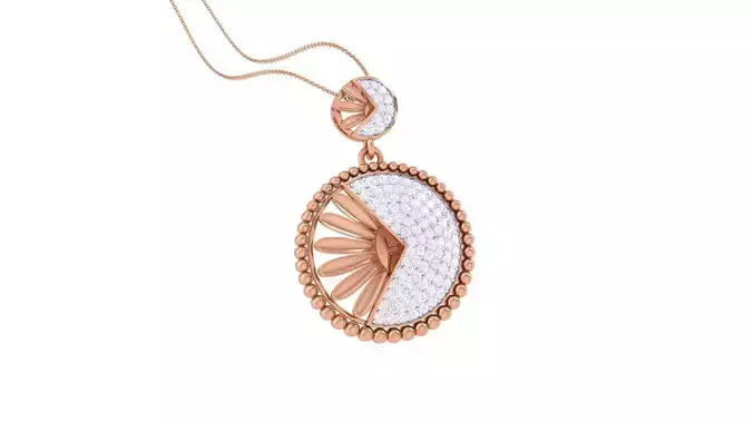 Flower High Jewelry Diamond Pendant Necklace renders details  3D print model