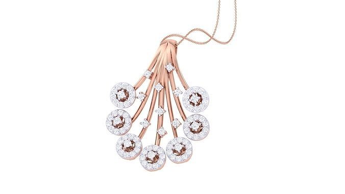 Flower High Jewelry Diamond Pendant Necklace renders details  3D print model