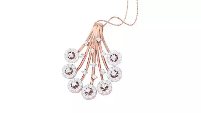 Flower High Jewelry Diamond Pendant Necklace renders details  3D print model