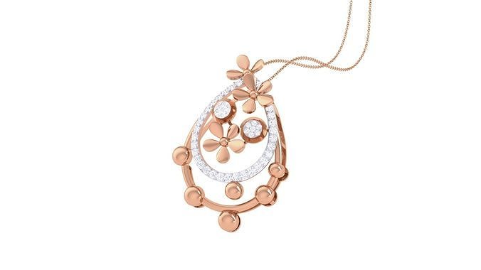 Flower High Jewelry Diamond Pendant Necklace renders details  3D print model