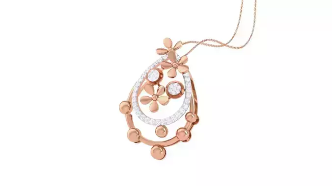 Flower High Jewelry Diamond Pendant Necklace renders details  3D print model