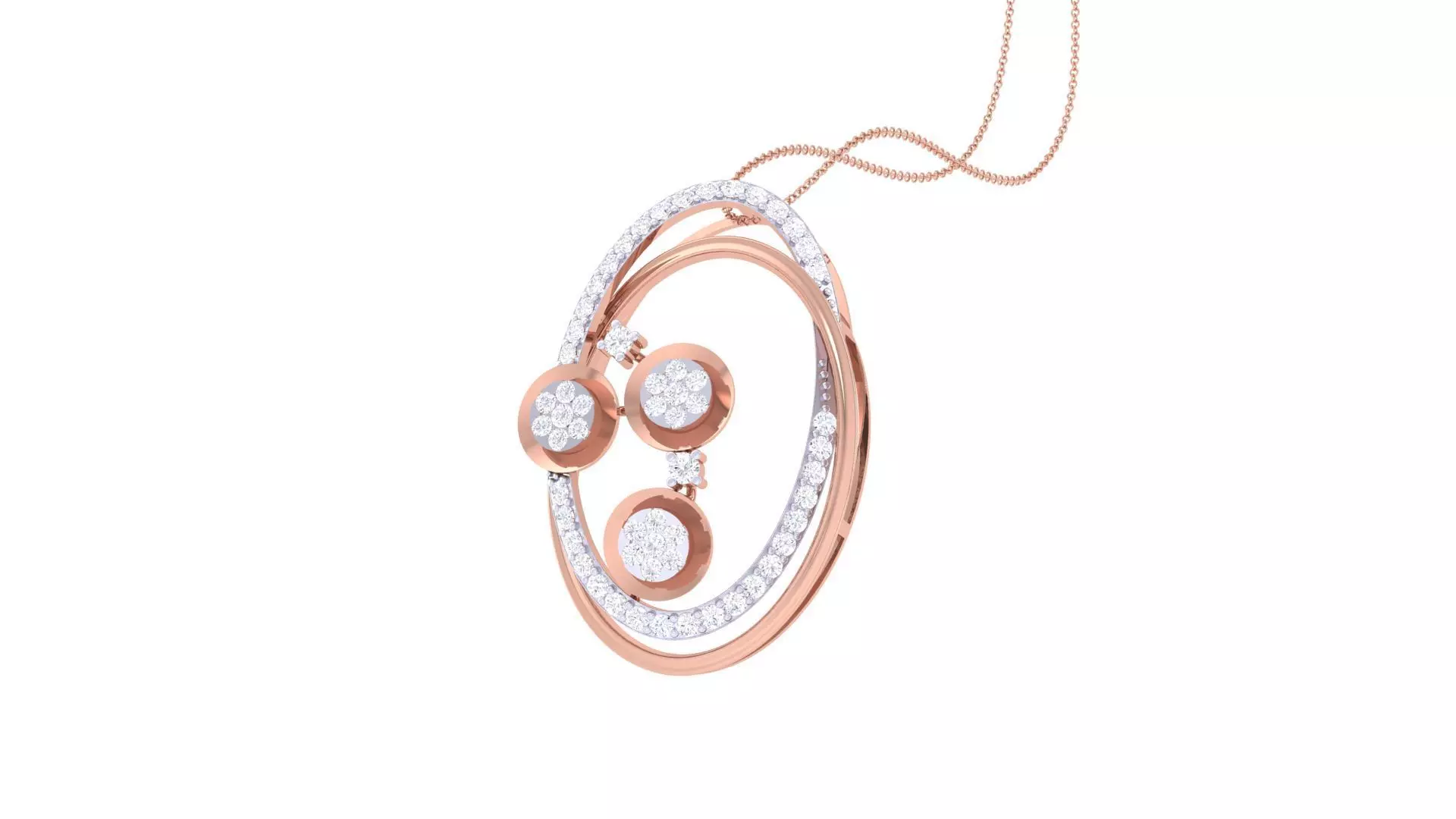 High Jewelry Diamond Pendant Necklace renders details 3D print model