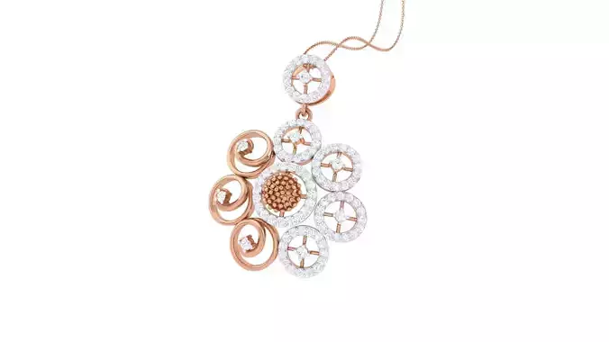 Flower High Jewelry Diamond Pendant Necklace renders details  3D print model