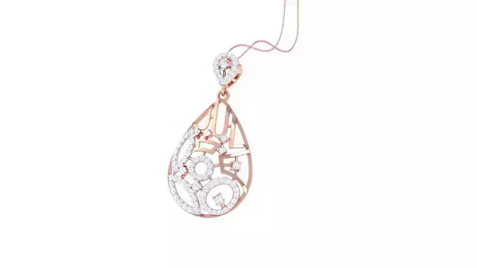 Mesh Wire High Jewelry Diamond Pendant Necklace renders details 