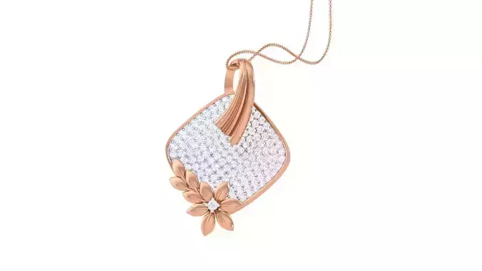 Flower Leaves High Jewelry Diamond Pendant Necklace renders  3D print model