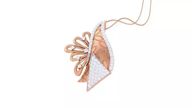 High Jewelry Flower Diamond Pendant Necklace renders details 