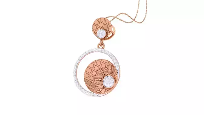 Flower Leaf High Jewelry Diamond Pendant Necklace renders 3D print model