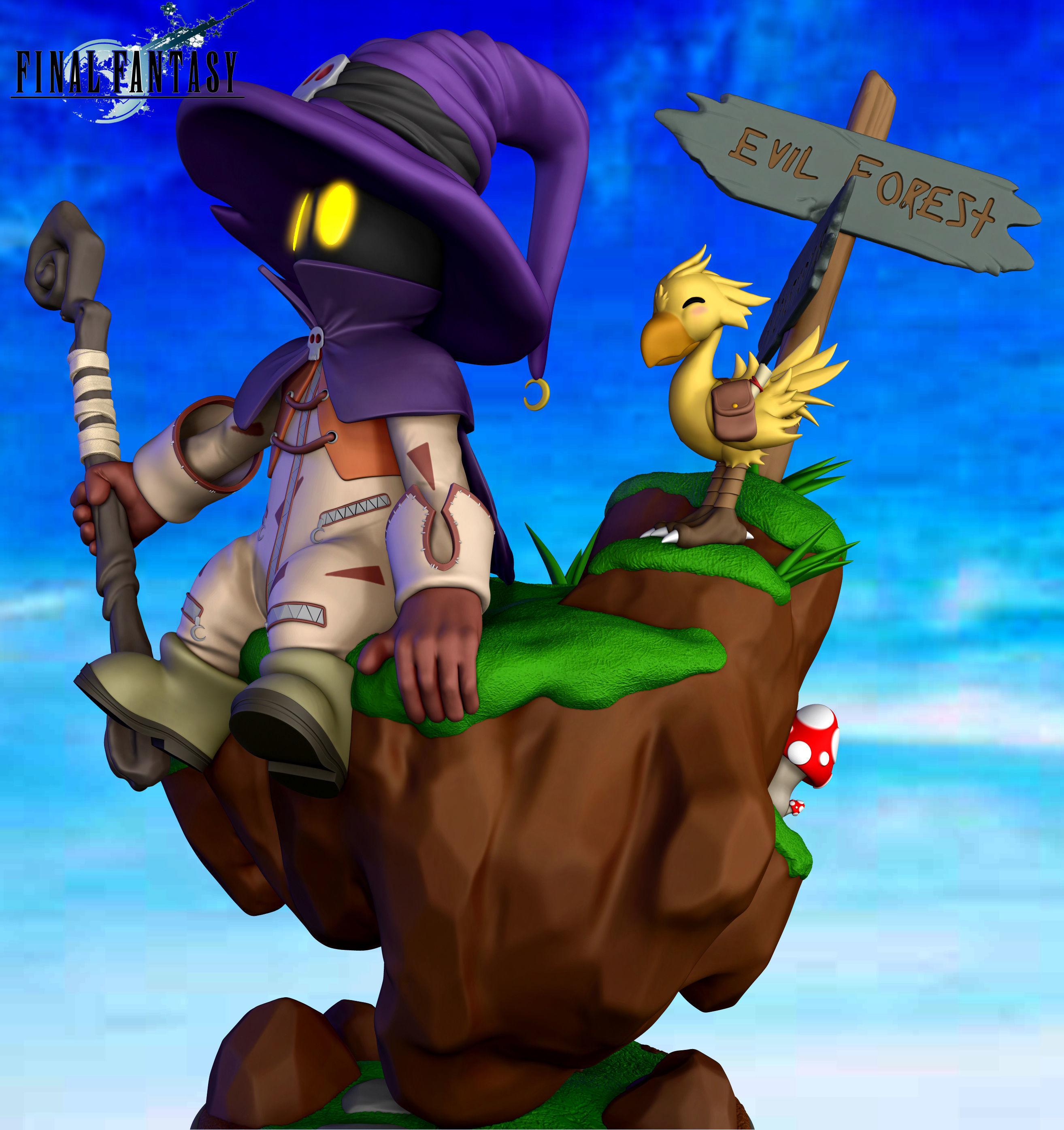 Vivi  and Chocobo  Final Fantasy 3D print model_2