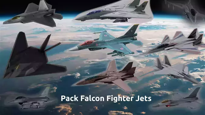 Pack Falcon Fighter Jets - 14 Aircrafts