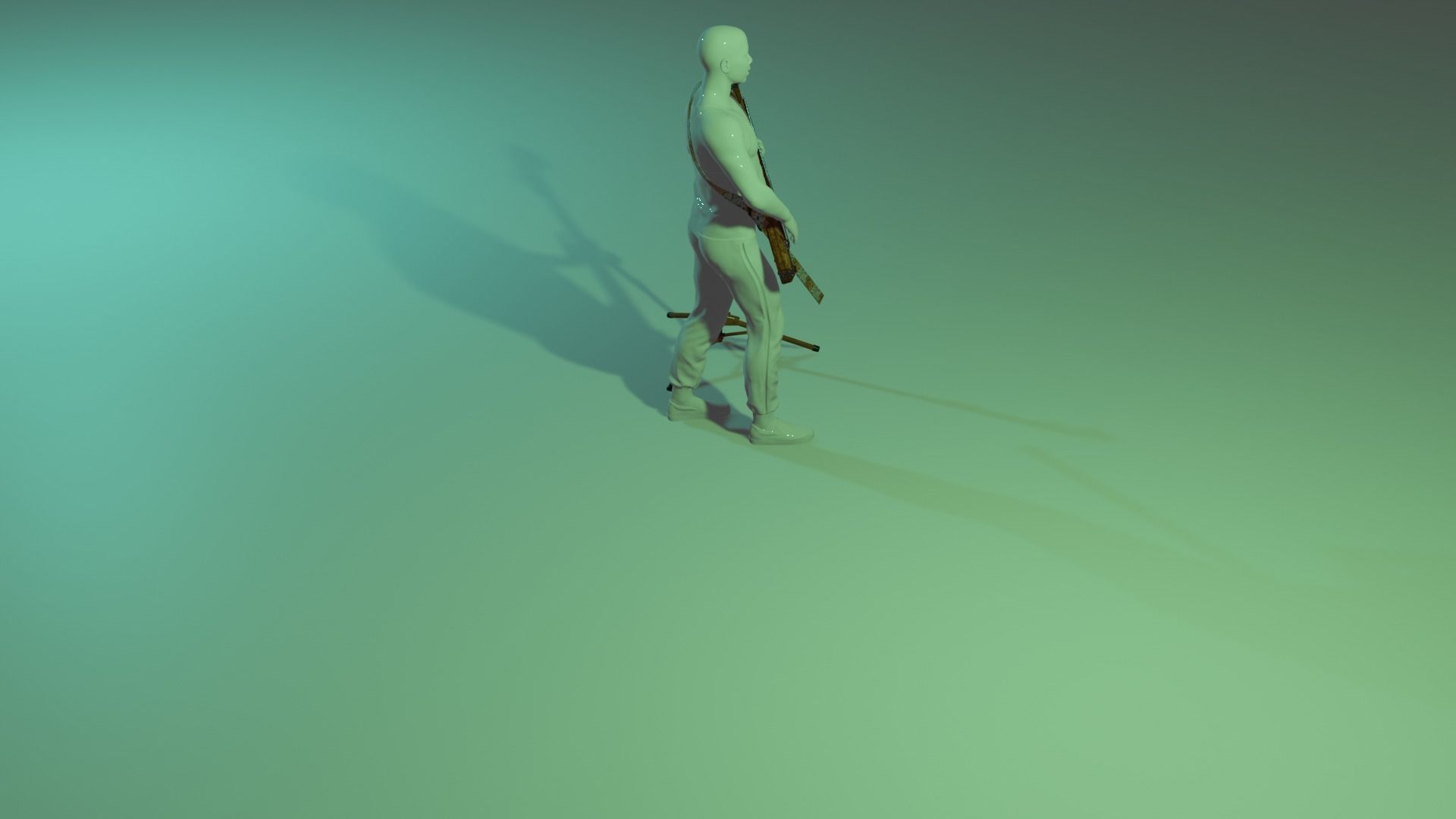 3D Character Man Playing Guitar Low-poly 3D model_3