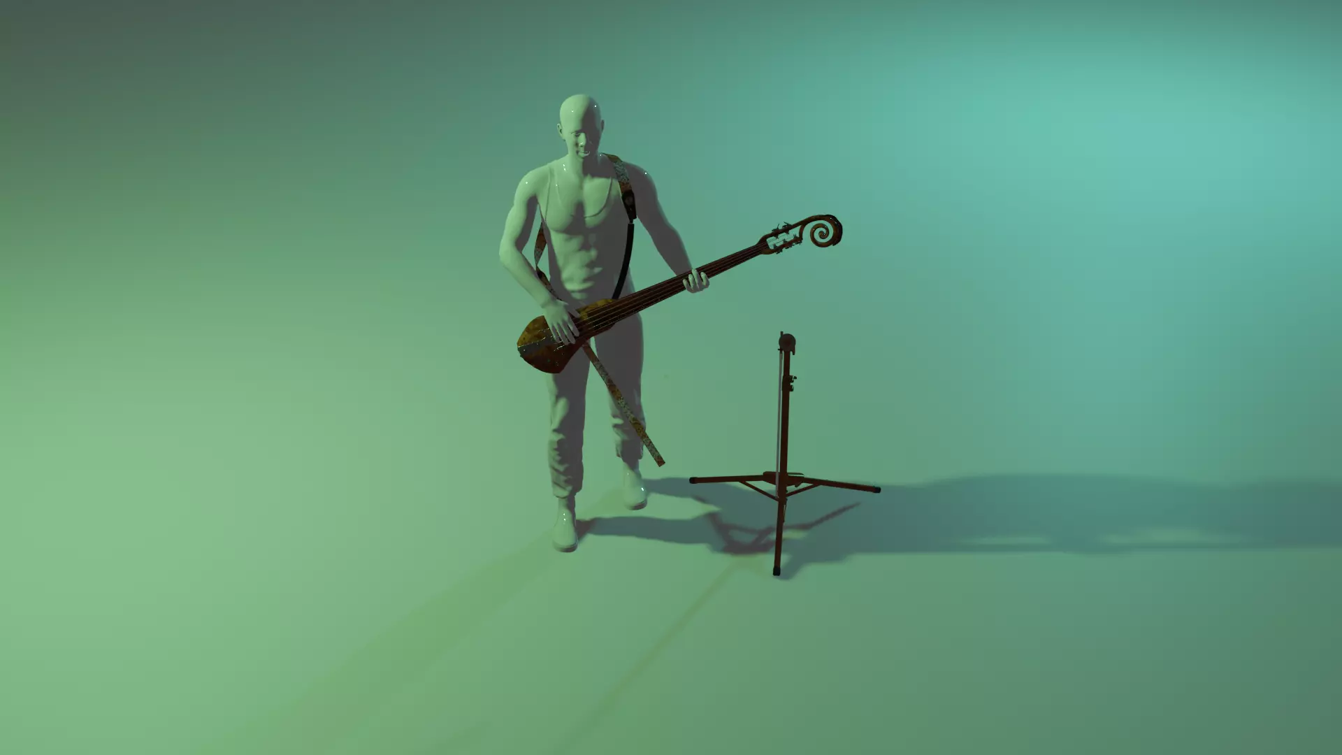3D Character Man Playing Guitar Low-poly 3D model_0