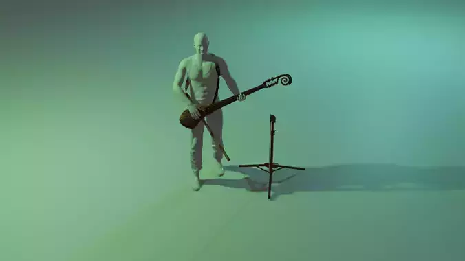 3D Character Man Playing Guitar Low-poly 3D model