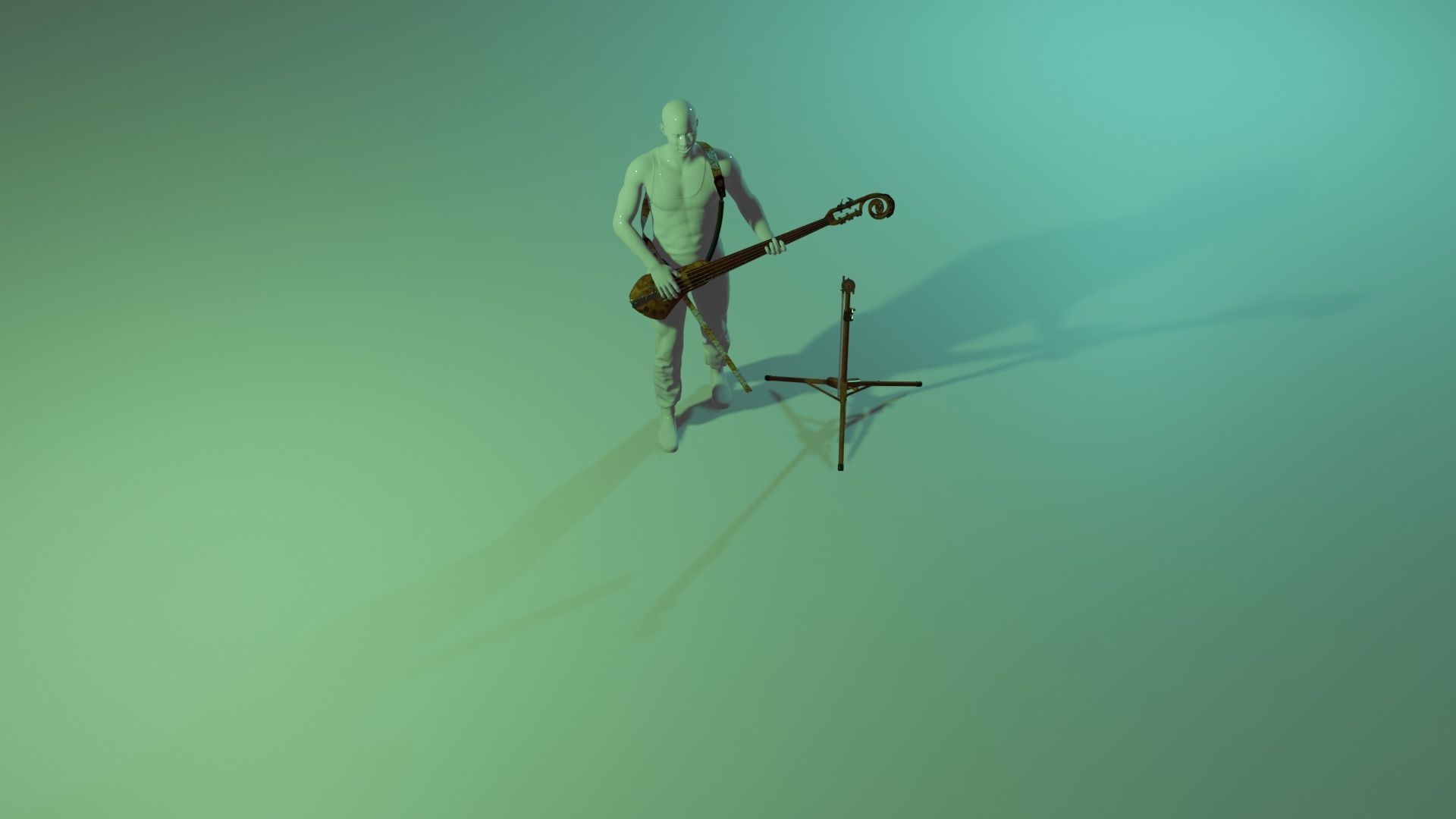 3D Character Man Playing Guitar Low-poly 3D model_4