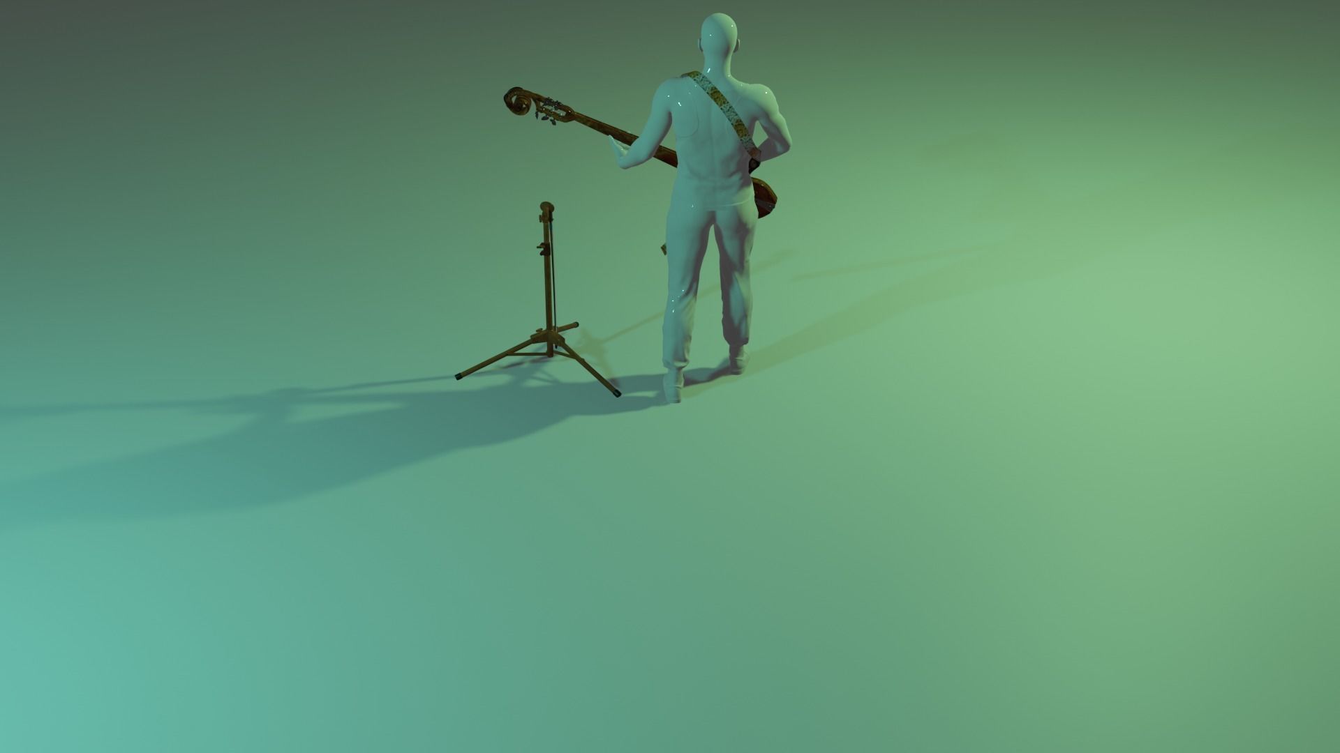3D Character Man Playing Guitar Low-poly 3D model_1