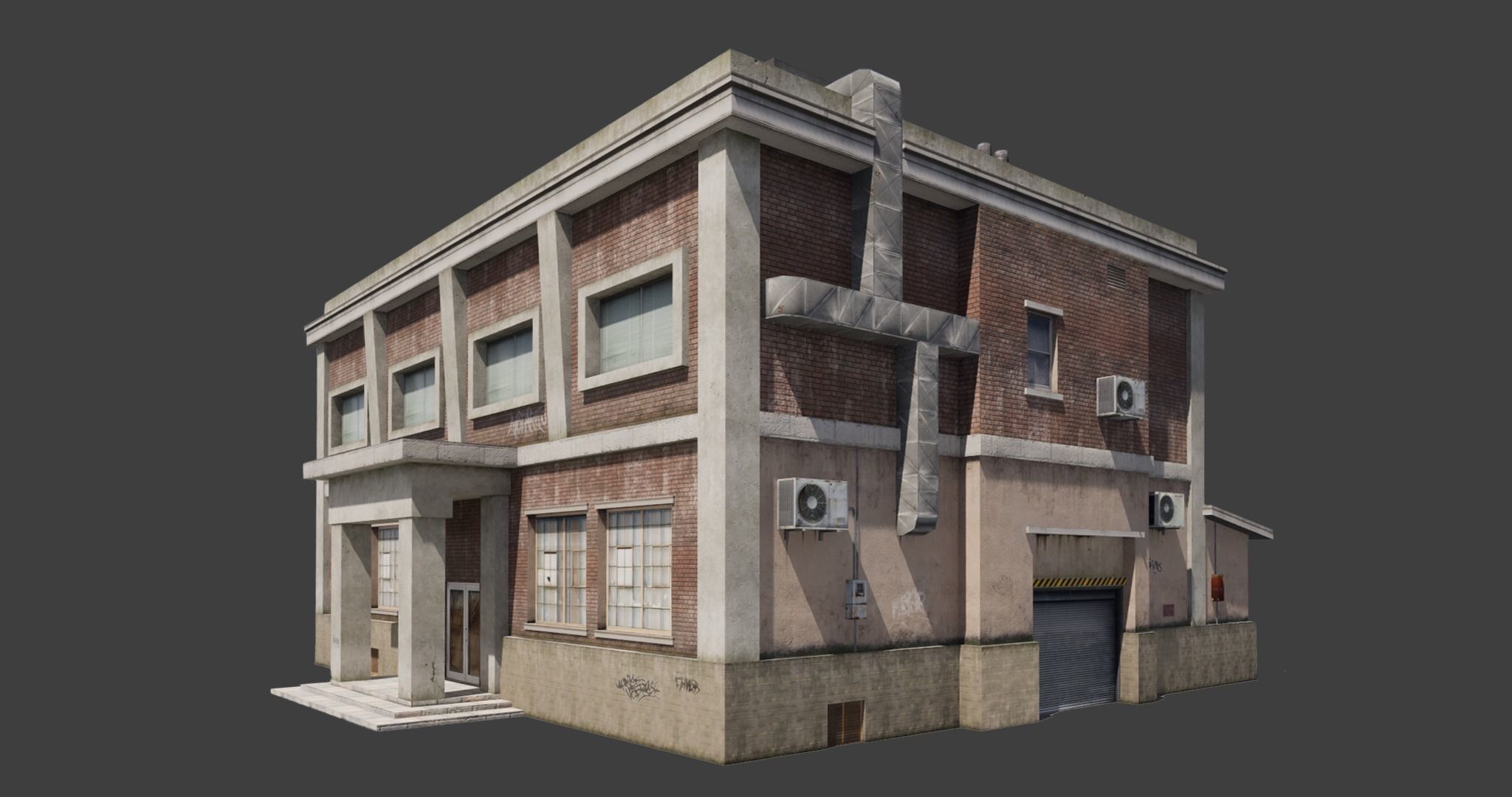 Building industrial City Work Street Low-poly 3D model Low-poly 3D model_3