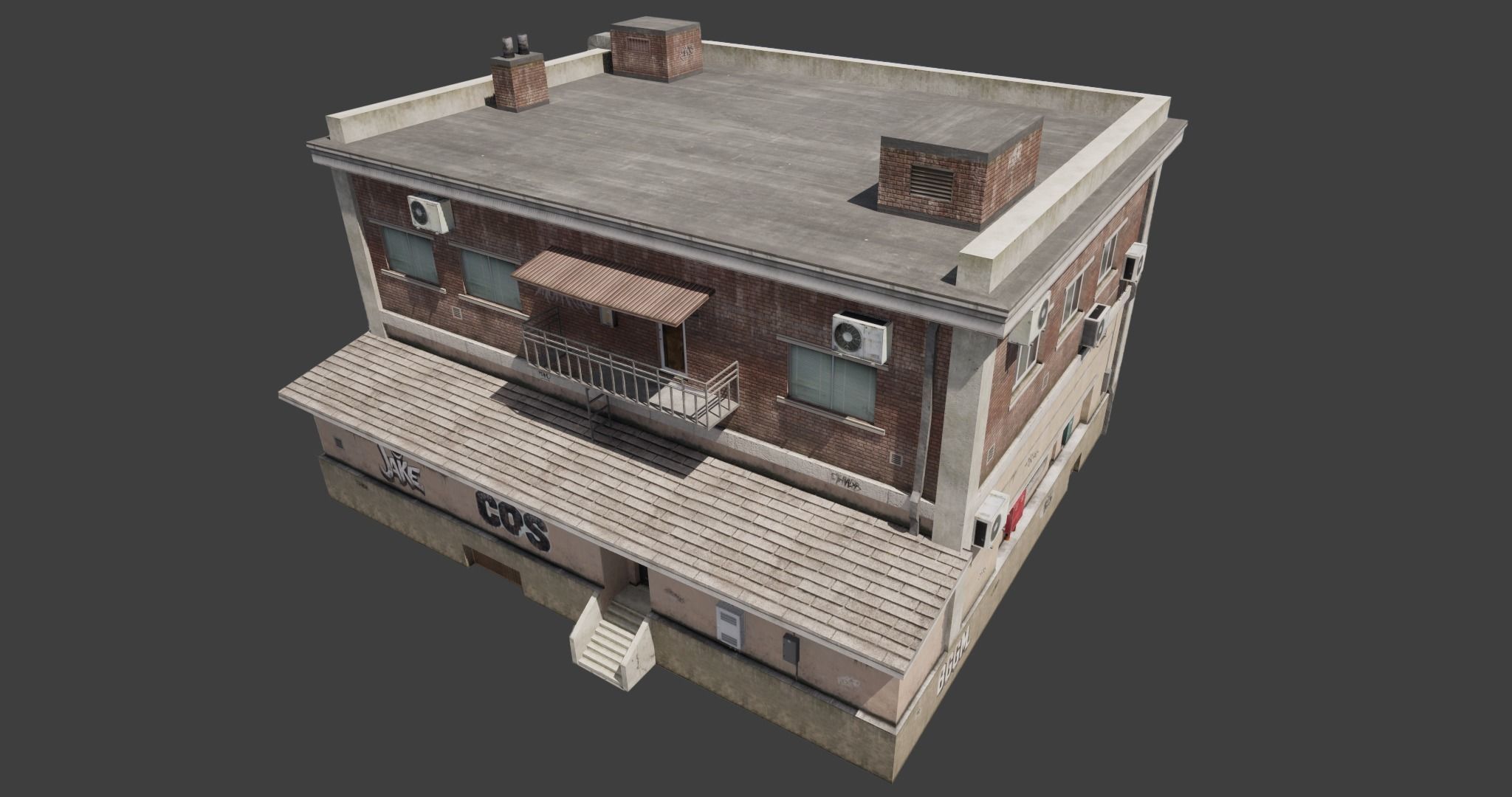 Building industrial City Work Street Low-poly 3D model Low-poly 3D model_7