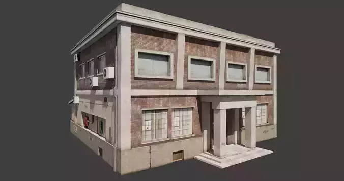 Building industrial City Work Street Low-poly 3D model Low-poly 3D model