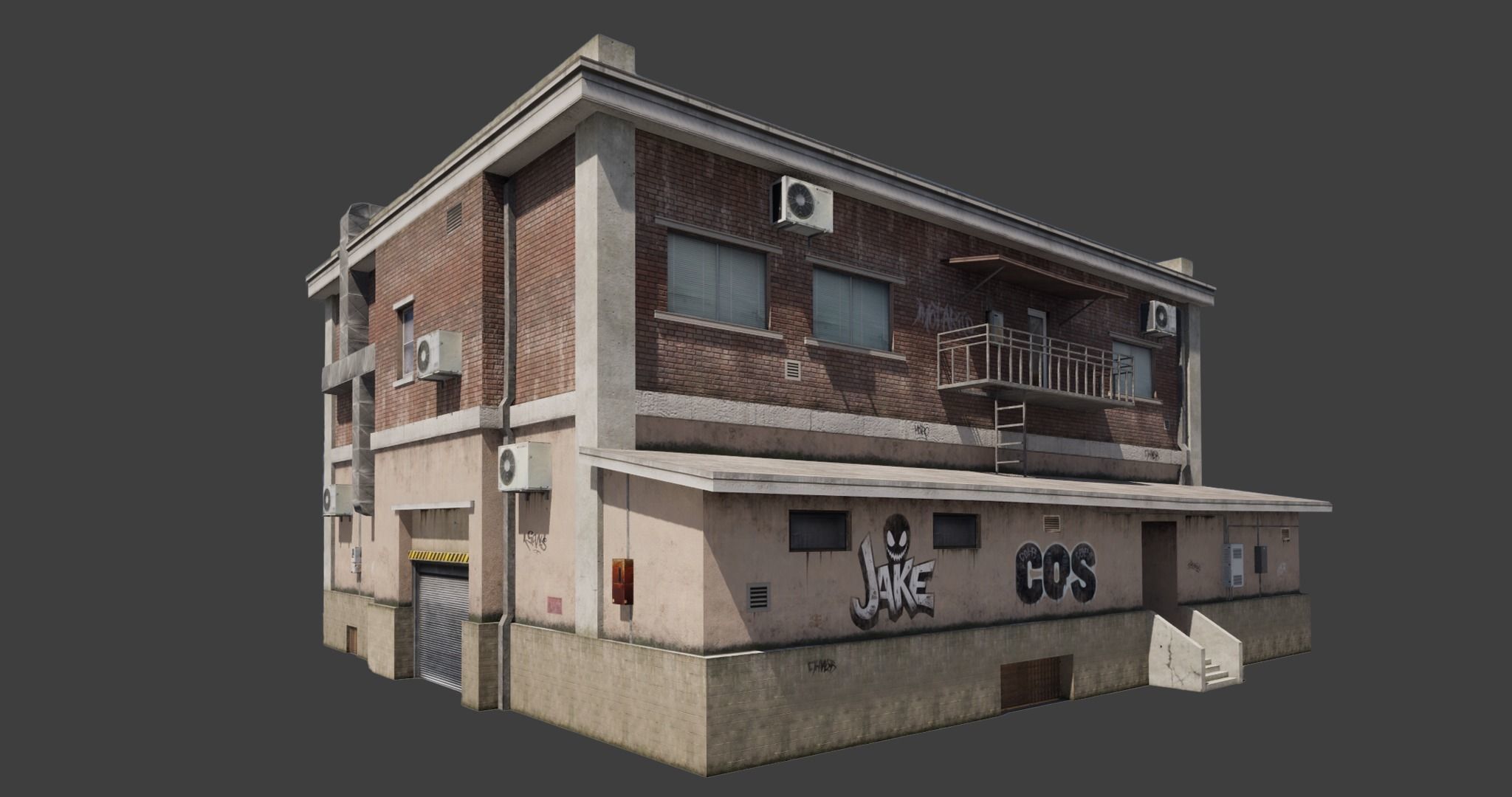 Building industrial City Work Street Low-poly 3D model Low-poly 3D model_4