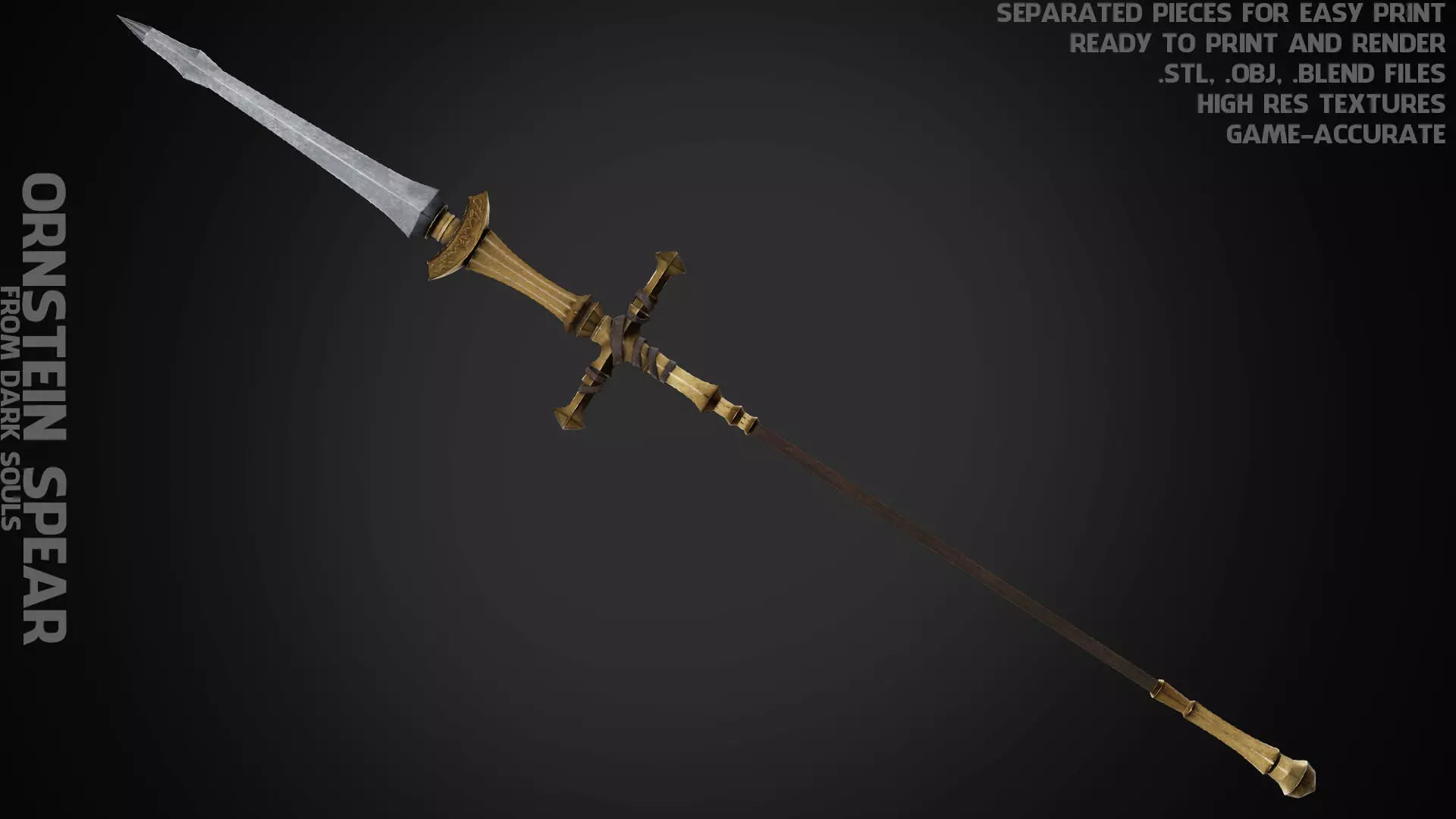 Dark Souls Ornstein Dragon Slayer Spear for Cosplay 3D print model_0