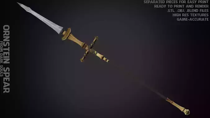 Dark Souls Ornstein Dragon Slayer Spear for Cosplay 3D print model