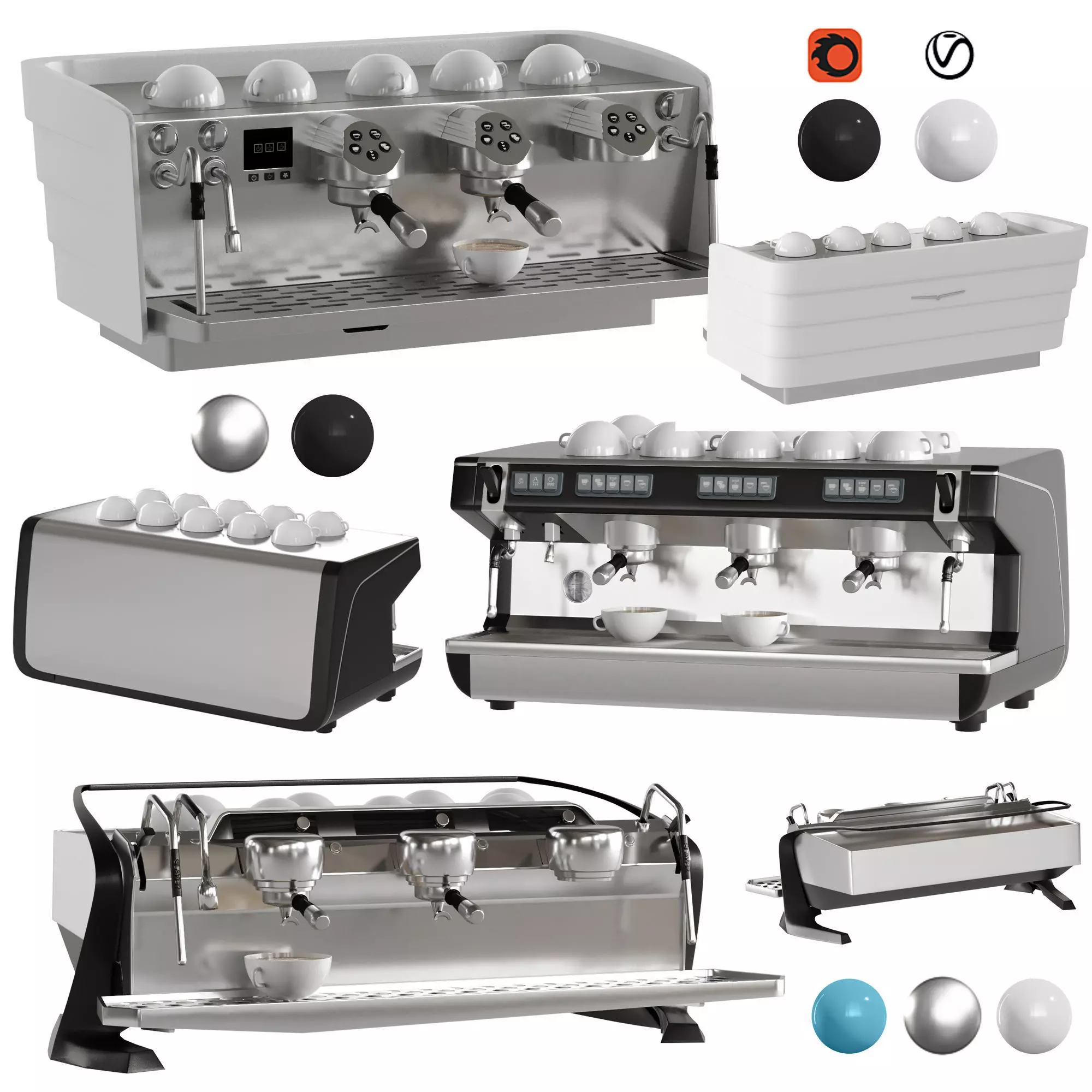 Coffee Makers Set 4 Commercial 3D model_0