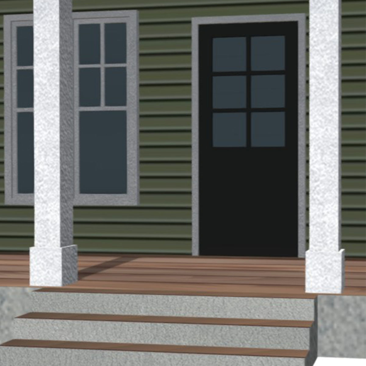 American Style Cottage - Town House Model Low-poly 3D model_5