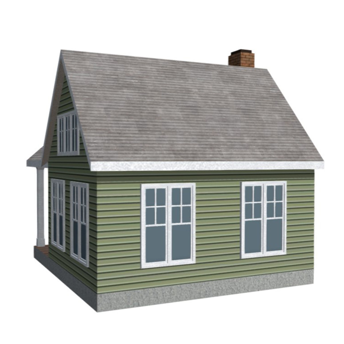 American Style Cottage - Town House Model Low-poly 3D model_3
