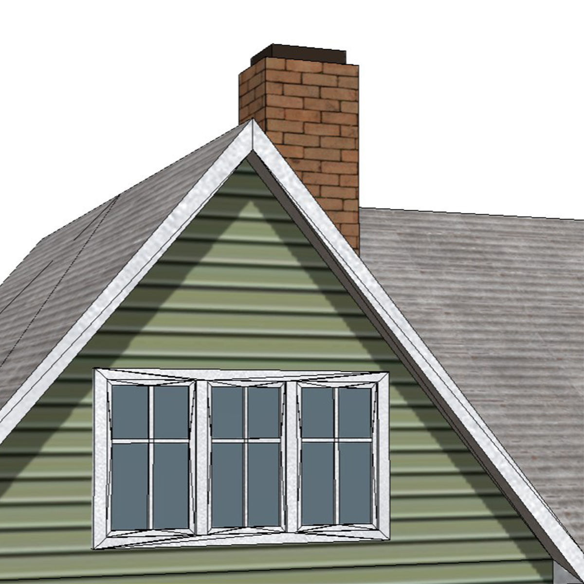 American Style Cottage - Town House Model Low-poly 3D model_7