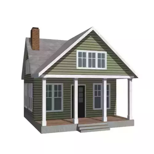 American Style Cottage - Town House Model Low-poly 3D model