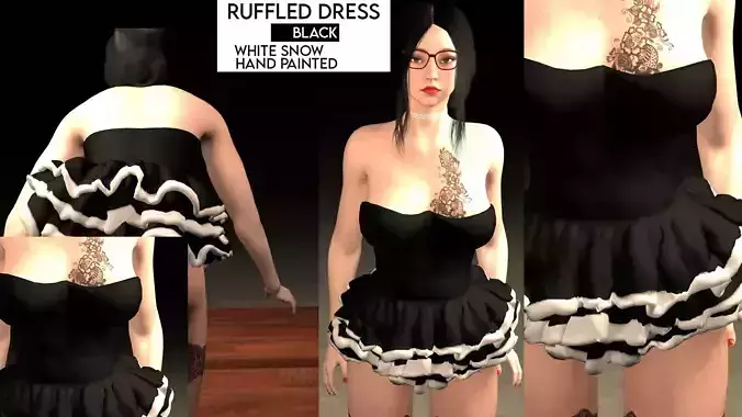 White snow ruffled dress