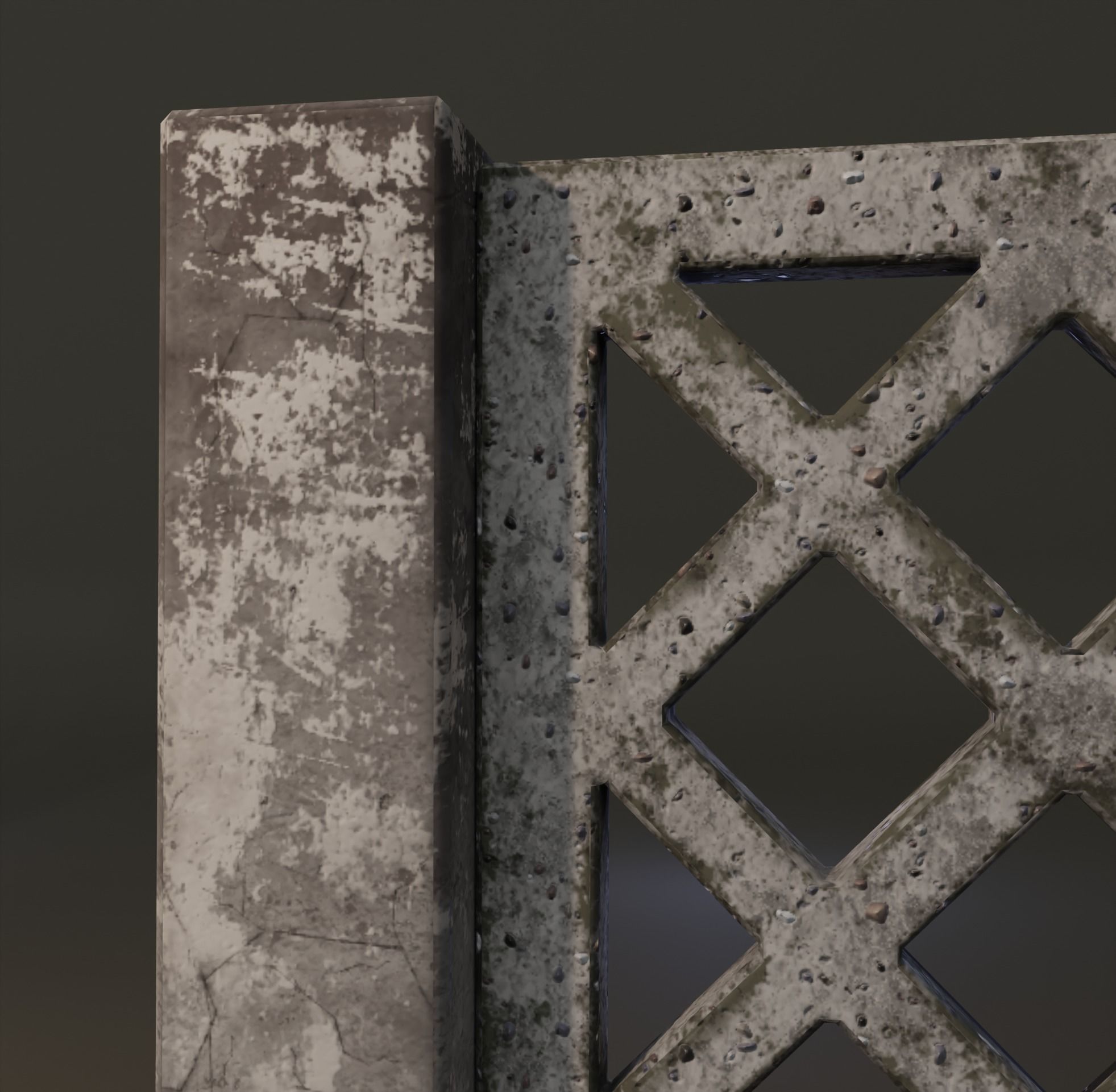 Old concrete Fence  Free low-poly 3D model_5