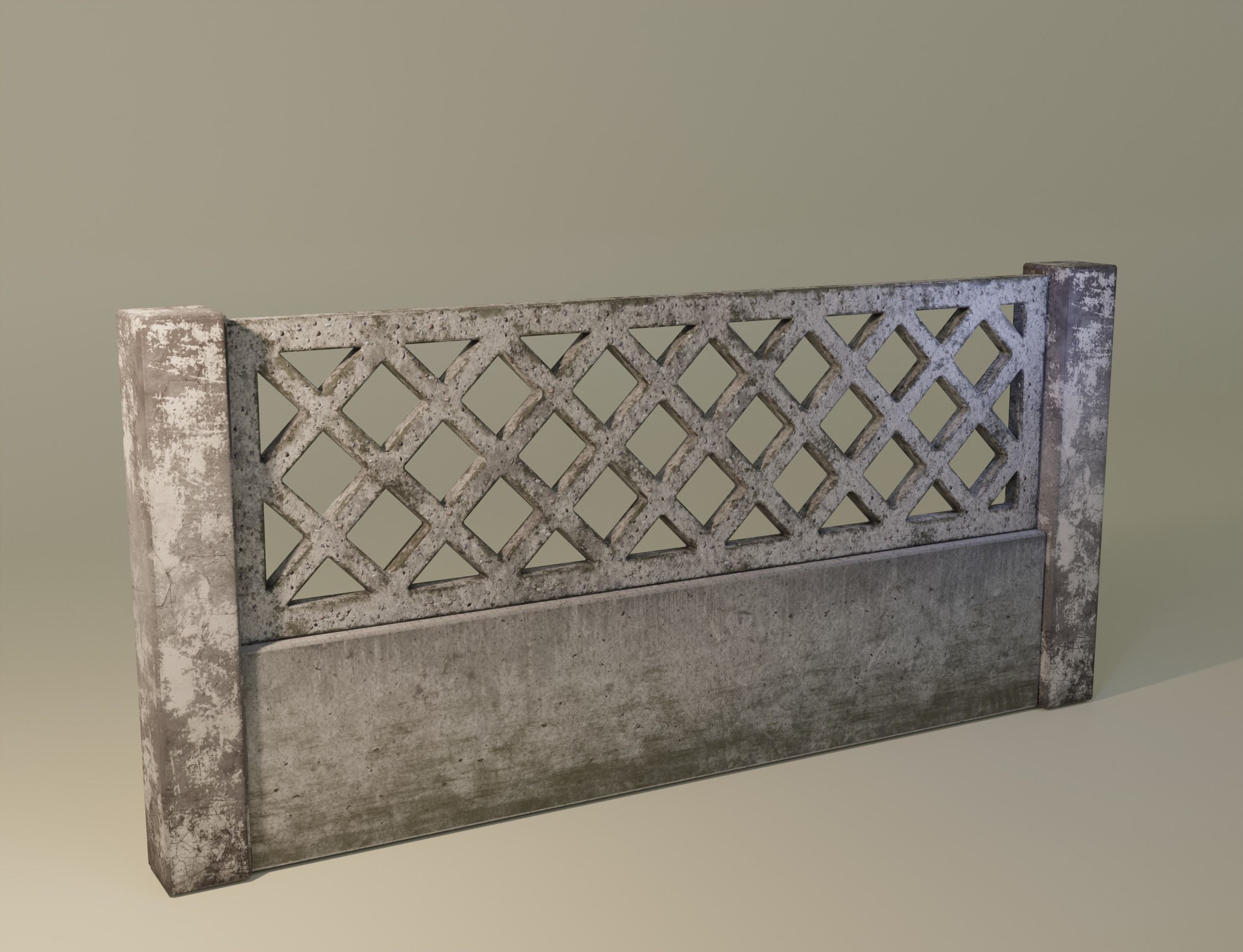Old concrete Fence  Free low-poly 3D model_7