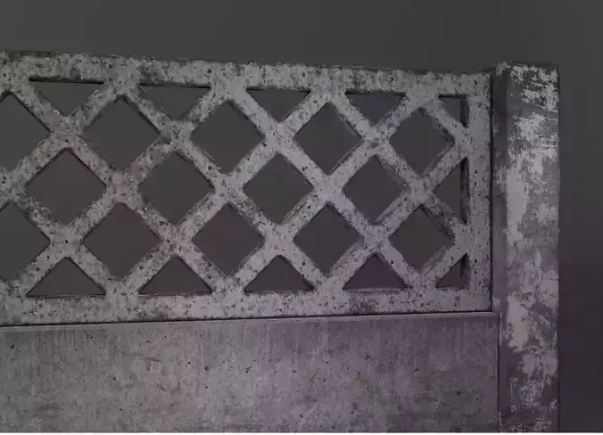 Old concrete Fence  Free low-poly 3D model