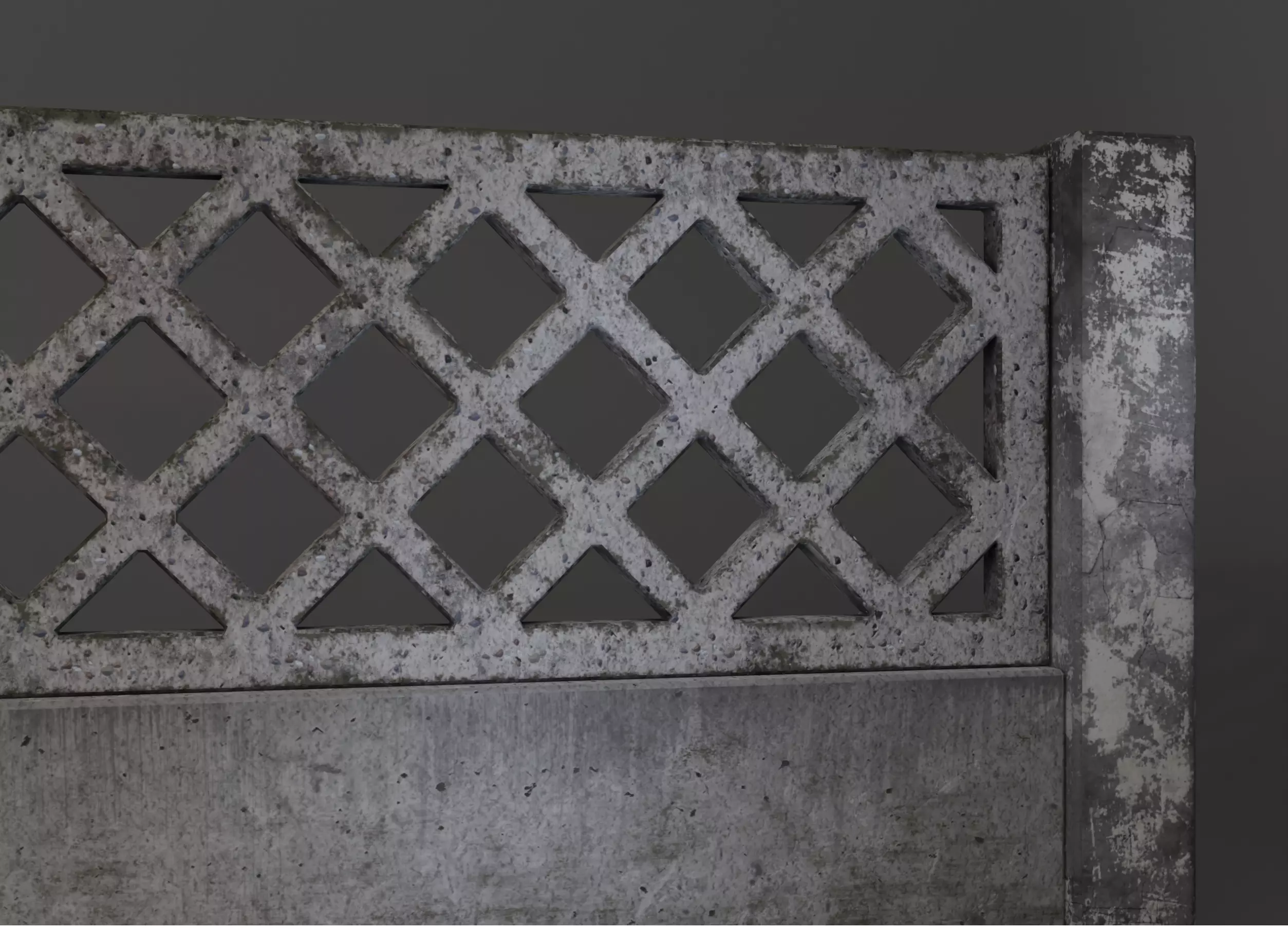 Old concrete Fence  Free low-poly 3D model_0