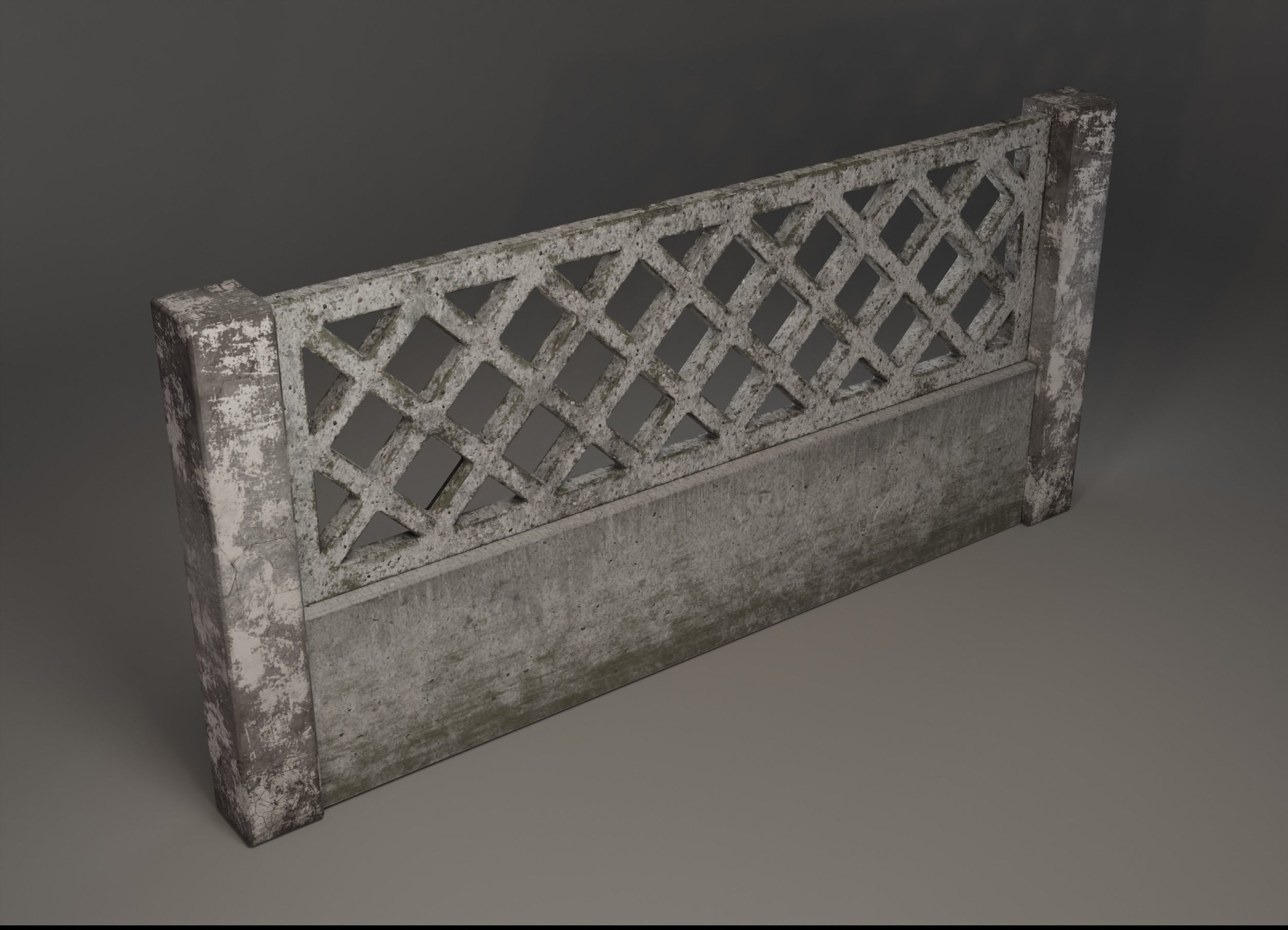 Old concrete Fence  Free low-poly 3D model_1