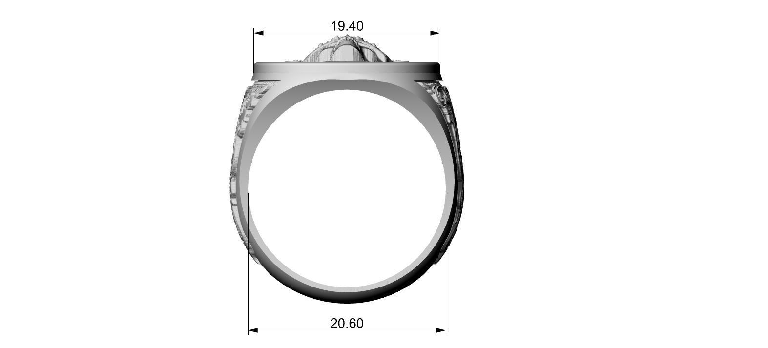 Crown Skull Arabesque Ring 3D print model_15