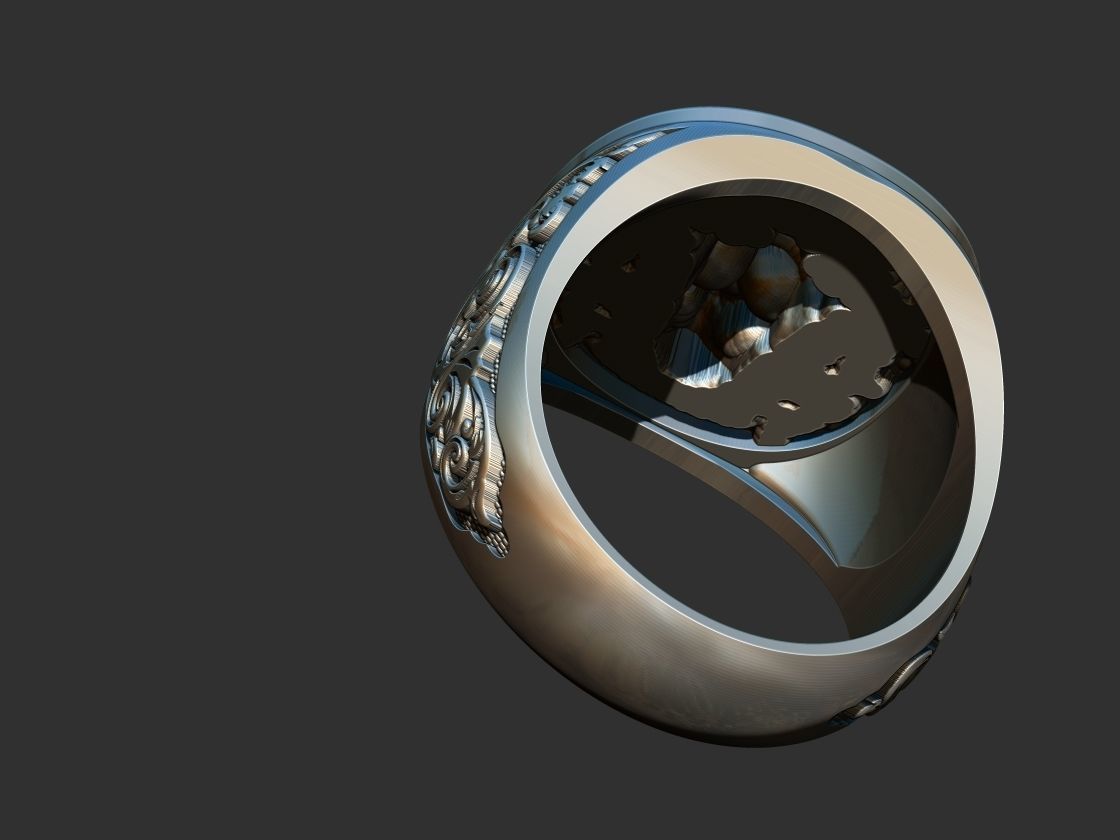 Crown Skull Arabesque Ring 3D print model_9