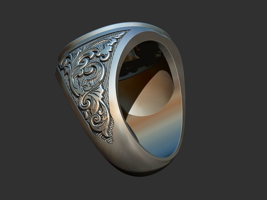 Crown Skull Arabesque Ring 3D print model_10