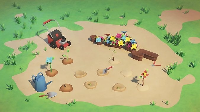 Gardening and Farm assets Low-poly 3D model