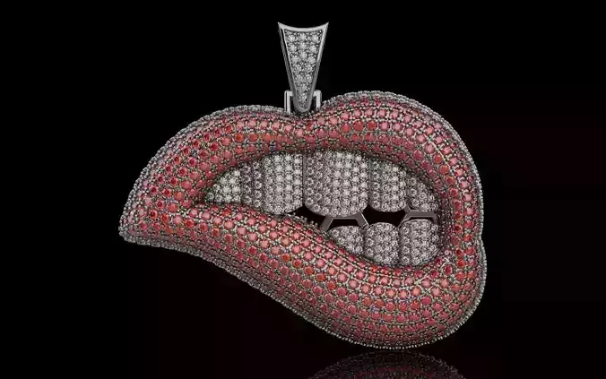  Hip Hop Bite Lip Shape Pendant  012