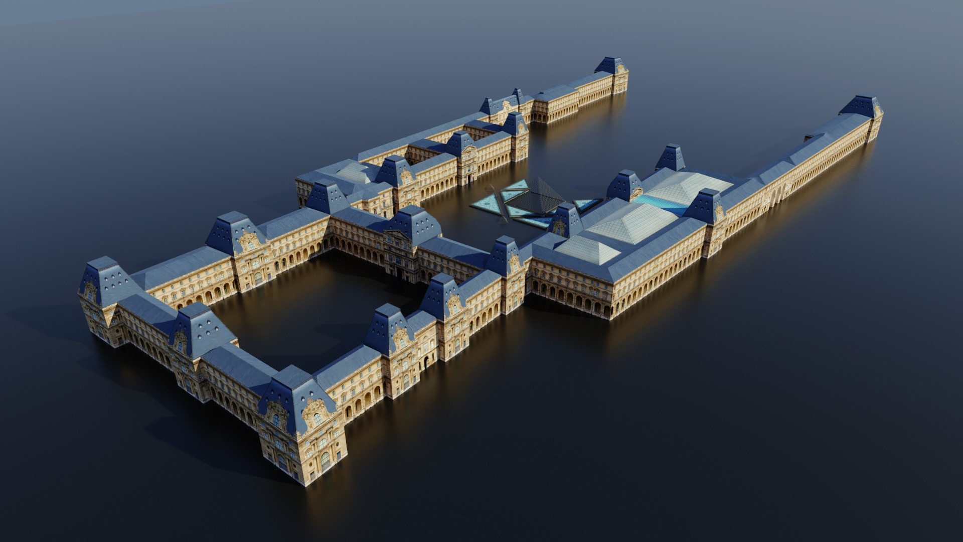 Louvre Museum Low poly 3d Low-poly 3D model_8