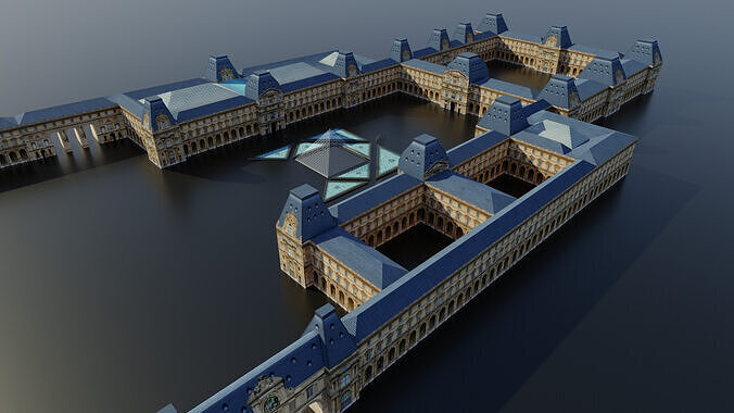 Louvre Museum Low poly 3d Low-poly 3D model 7