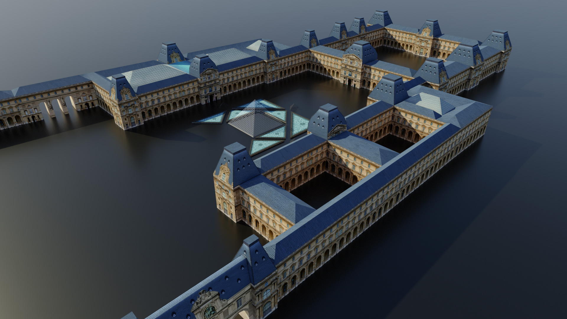 Louvre Museum Low poly 3d Low-poly 3D model_7