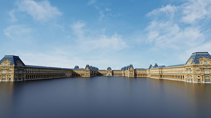 Louvre Museum Low poly 3d Low-poly 3D model 6